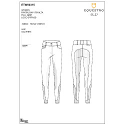 Damesbroek met full grip, hoge taille, logo in strass Wit