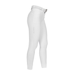 Damesbroek met full grip, hoge taille, logo in strass Wit