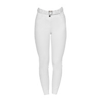 Damesbroek met full grip, hoge taille, logo in strass Wit