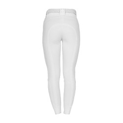 Damesbroek met full grip, hoge taille, logo in strass Wit