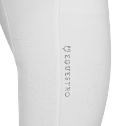 Damesbroek met full grip, hoge taille, logo in strass Wit