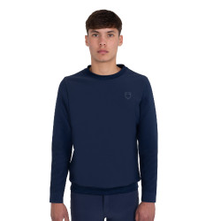 Technische heren sweater met ronde hals met inzetstukken van micro-mesh Marineblazer Marineblauw