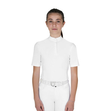 Kinderwedstrijdpolo slim fit met knopen Wit