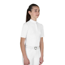 Kinderwedstrijdpolo slim fit met knopen Wit