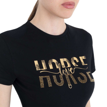 Dames T-shirt Horse Love van katoen Zwart