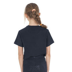 Meisjes T-shirt Horse Team van katoen Marine Marineblauw