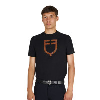 Basic T-shirt voor heren met glanzend logo Wit / kersentomaat Basic T-shirt voor heren met glanzend logo Wit / kersentomaat