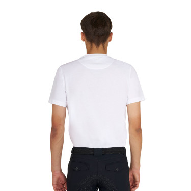 Basic T-shirt voor heren met glanzend logo Wit / kersentomaat