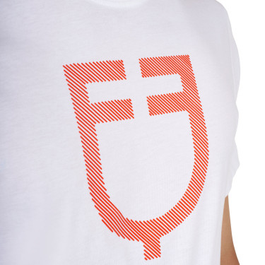 Basic T-shirt voor heren met glanzend logo Wit / kersentomaat