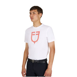 Basic T-shirt voor heren met glanzend logo Wit / kersentomaat