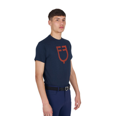 Basic T-shirt voor heren met glanzend logo Marine / marine Blauw