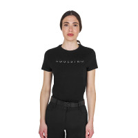 Dames T-shirt van katoen met gelamineerd logo Zwart