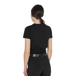 Dames T-shirt van katoen met gelamineerd logo Zwart