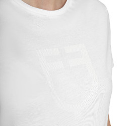 Basic dames T-shirt glanzend logo toon-op-toon Wit