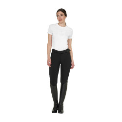 Basic dames T-shirt glanzend logo toon-op-toon Wit
