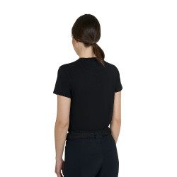 Dames T-shirt met strass van katoen Zwart