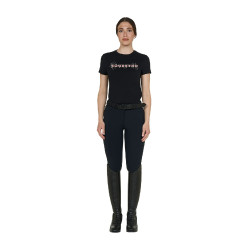 Dames T-shirt met strass van katoen Zwart