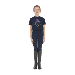 Unisex kindert-shirt Horse Jump Glossy van katoen Marine Marineblauw