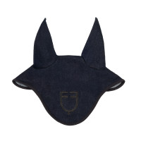 Oornetje in technische stof met denimlook met logo Blauw denim