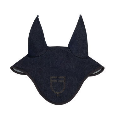 Oornetje in technische stof met denimlook met logo Blauw denim