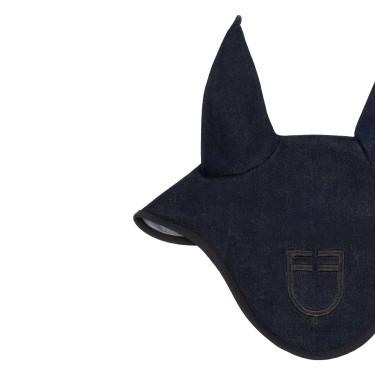 Oornetje in technische stof met denimlook met logo Blauw denim