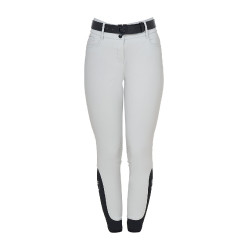 Damesbroek met hoge taille met stras-logo