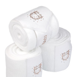 Fleece bandages met strasslogo Wit