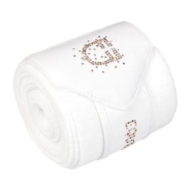 Fleece bandages met strasslogo Wit