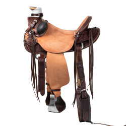 Wade Western Arizona-zadel MET achterste singel en mesbeschermer Donkerbruin / naturel