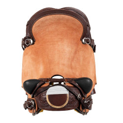Wade Western Arizona-zadel MET achterste singel en mesbeschermer Donkerbruin / naturel