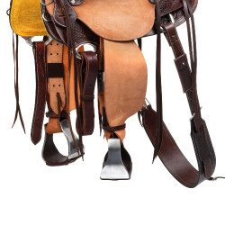 Wade Western Arizona-zadel MET achterste singel en mesbeschermer Donkerbruin / naturel