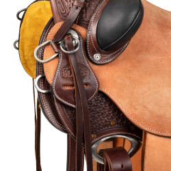 Wade Western Arizona-zadel MET achterste singel en mesbeschermer Donkerbruin / naturel