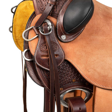 Wade Western Arizona-zadel MET achterste singel en mesbeschermer Donkerbruin / naturel