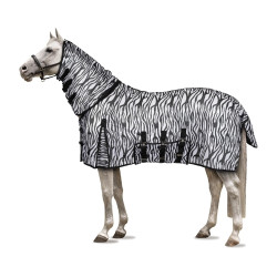Vliegendeken Horze Defender met buikflap Zebra Motieven Vliegendeken Horze Defender met buikflap Zebra Motieven