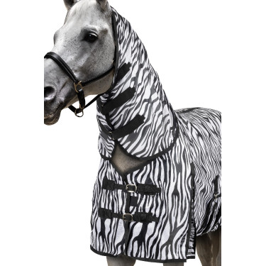 Vliegendeken Horze Defender met buikflap Zebra Motieven Vliegendeken Horze Defender met buikflap Zebra Motieven