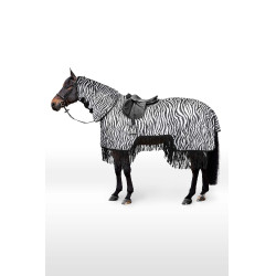 Vliegendeken Horze Defender met franjes Zebra Motieven Vliegendeken Horze Defender met franjes Zebra Motieven