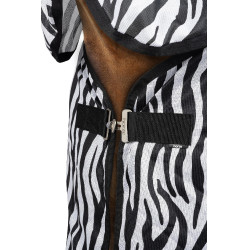 Vliegendeken Horze Defender met franjes Zebra Motieven Vliegendeken Horze Defender met franjes Zebra Motieven