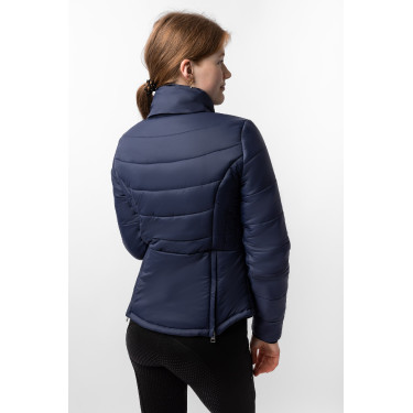Gewatteerde paardrijjas Horze Astrid dames Polaireblauw Marineblauw