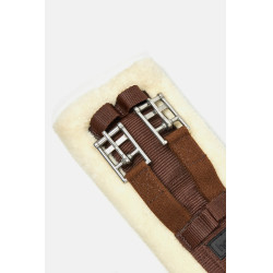Dressuursingel Tartu van neopreen met niet-verwijderbare imitatiebont Horze Kastanjebruin demitasse