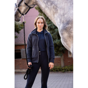 Fleece paardrijjas Horze Ellie dames Donker marineblauw