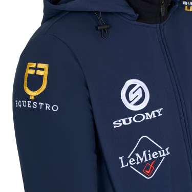 Heren Softshell Jas Equestro New Style Multilogo Marineblazer Marineblauw