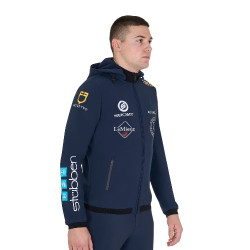 Heren Softshell Jas Equestro New Style Multilogo Marineblazer Marineblauw