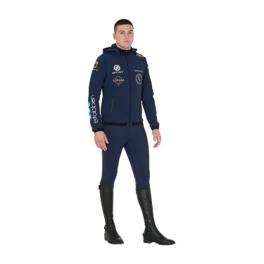 Heren Softshell Jas Equestro New Style Multilogo Marineblazer Marineblauw