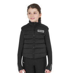 Mouwloos meisjesvest Equestro van technische nylon Zwart Mouwloos meisjesvest Equestro van technische nylon Zwart