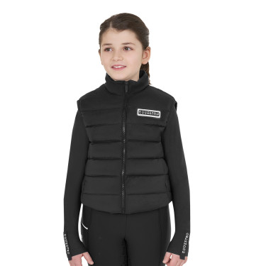 Mouwloos meisjesvest Equestro van technische nylon Zwart Mouwloos meisjesvest Equestro van technische nylon Zwart