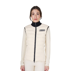 Dames bodywarmer Equestro met rits in technische mix Antiek wit Beige