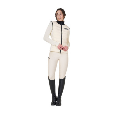 Dames bodywarmer Equestro met rits in technische mix Antiek wit Beige