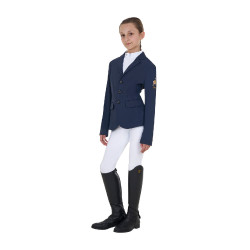 Uniseks wedstrijdjasje voor kinderen Equestro x FISE met drie knopen Marineblazer Marineblauw Uniseks wedstrijdjasje voor kinderen Equestro x FISE met drie knopen Marineblazer Marineblauw