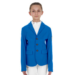 Uniseks wedstrijdjasje voor kinderen Equestro x FISE met drie knopen Blauw van Savoye