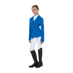 Uniseks wedstrijdjasje voor kinderen Equestro x FISE met drie knopen Blauw van Savoye